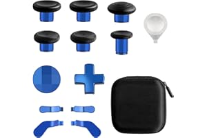 DTianSir 14 in 1 Metal Thumbsticks for Xbox Elite Wireless Controller Series 2, Gaming Accessory Replacement with 6 Swap Thumbsticks,4 Paddles,2 D-Pads,1 Bag,1 Tool (Blue)