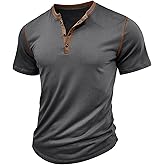 HOTake Men's Henley Shirts Short Sleeve Fitted Cotton Muscle T-Shirt with Button