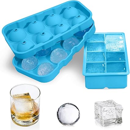 2 Stück Eiswürfel-Formen Für 5 Cm Große Würfel & Kugeln – Aus Lebensmittelechtem Silikon, Mit Deckel | Wiederverwendbar