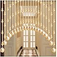 Crystal Beaded Curtain, 21 Strings Arched Door String Curtain for Doorway, Decorative Panel Room Partition Divider Blind for Home, Coffee House, Bedroom, Restaurant, Champagne