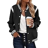 Zeagoo Bomber Jacket Women Varsity Casual Button Down Lightweight 2026 Spring Fashion Short School Outfits with Pockets
