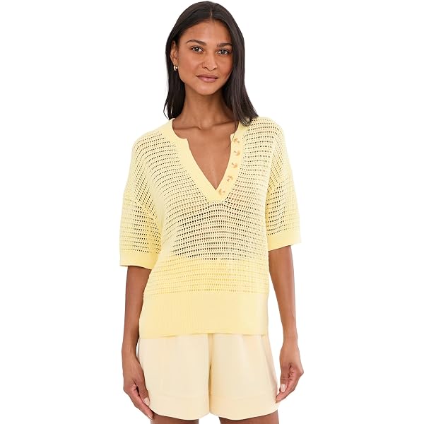 Varley, Womens, Wren Knit Polo, White/Blue Nights, XX-Small at