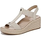VIONIC Women's Calera Espadrille Wedge Sandal, Cream Snake Leather/Fabric, 11 Wide