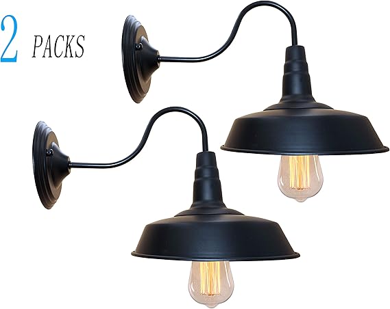 Brightess W8901 Indoor Outdoor Retro Black Barn Lights Gooseneck