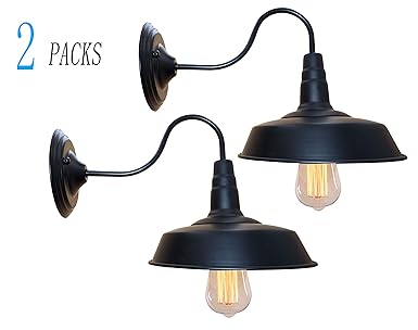 Brightess W8901 Indoor Outdoor Retro Black Barn Lights Gooseneck