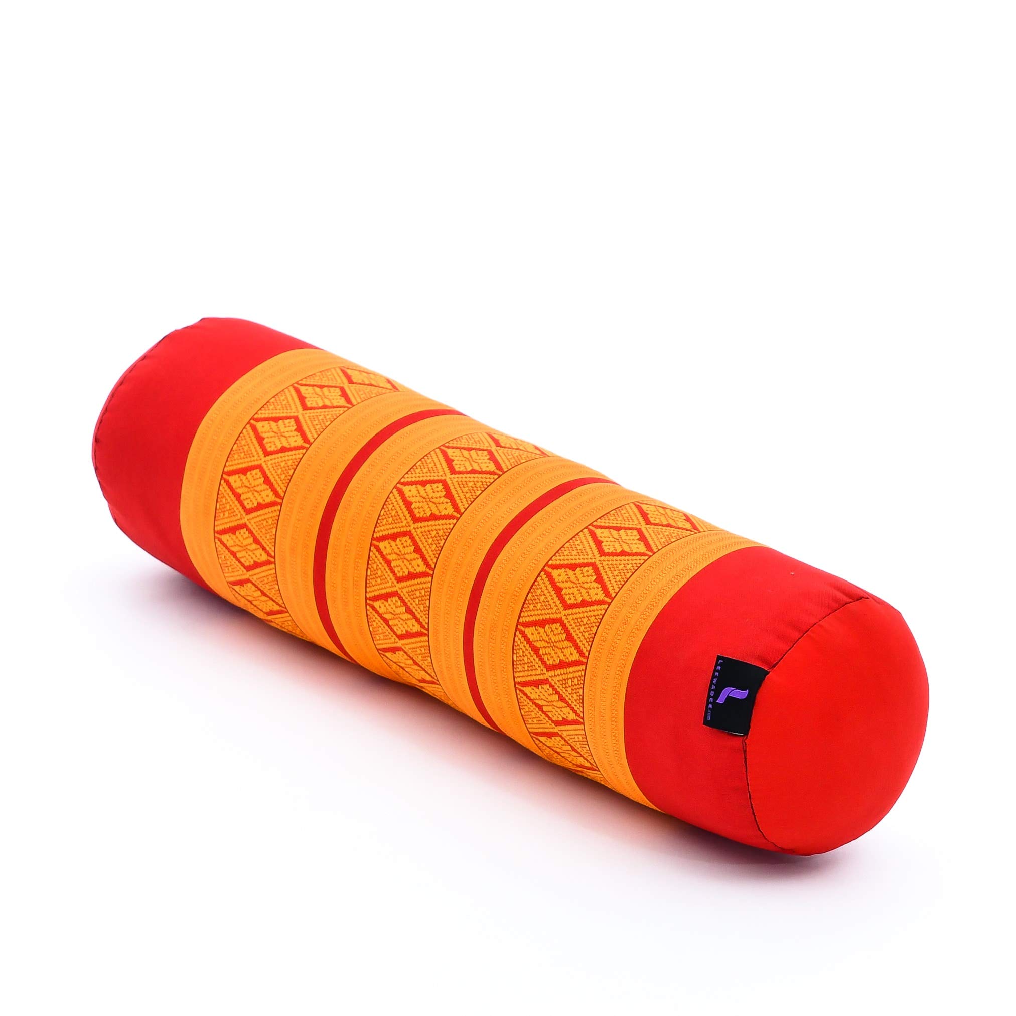 Leewadee Small Yoga Bolster – Shape-Retaining Cervical Neck Roll, Tube Pillow for Comfortable Reading, Kapok Filling, 50 x 15 x 15 cm, Orange Red