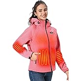 WASOTO Heated Jackets for Women 18400 mAh Battery Pack Water-Resistant Slim Fit with Detachable Hood Hiking Jackets