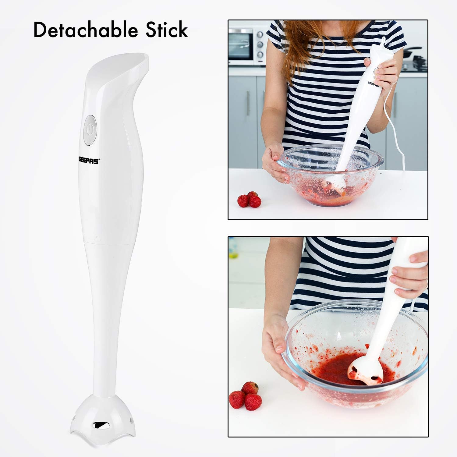 Geepas 200W Hand Blender, White, 180W - White - Image 4