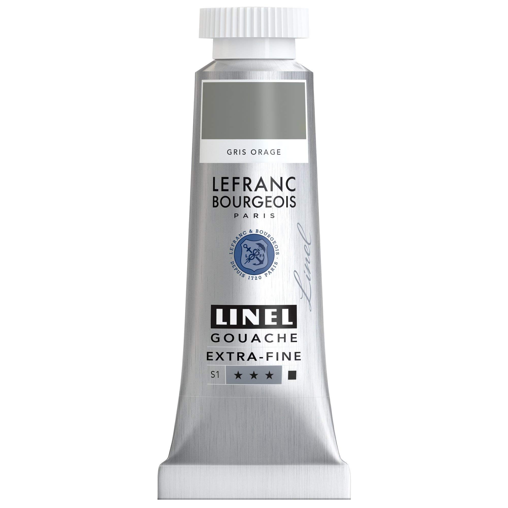 Lefranc & Bourgeois 301225 Linel Gouache Extra Fine and Smooth Watercolours with Maximum Colour Intensity Luminosity for Streak-Free Application, 14 ml Tube - Storm Grey