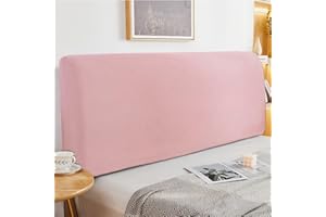 LC&QS Stretch Bed Headboard Slipcover, Thick Fabric Solid Color Dustproof Bed Head Protector Cover, Bed Head Cover, Dustproof Protector Cover for Bedroom Decor(Pink,1.5m)