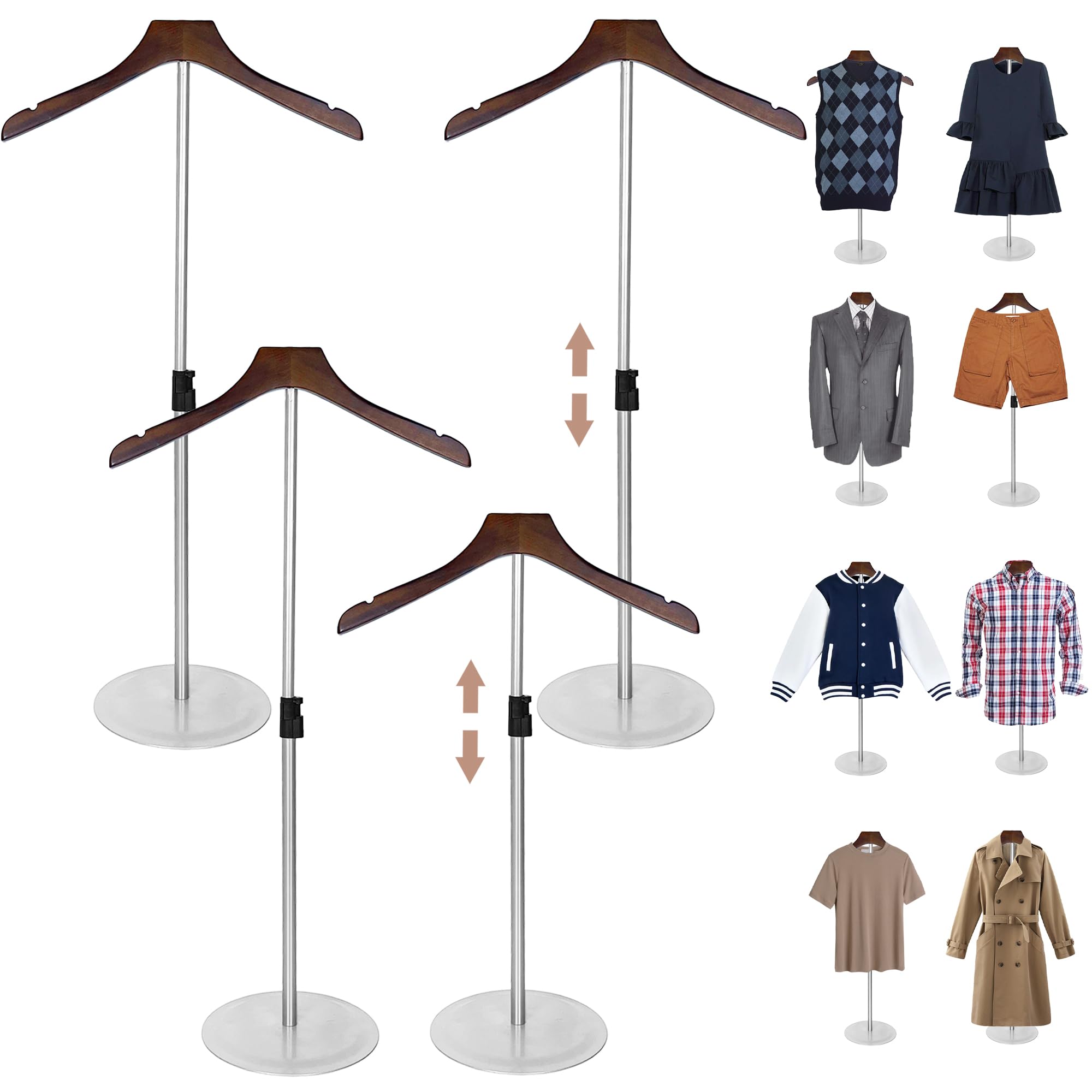 Photo 1 of KoreTech 4 Pack Shirt Display 35" Height Adjustable Shoulder Stand Shirt Rack, T Shirt Display Stand for Shops, Steaming Clothes Holder, Silver