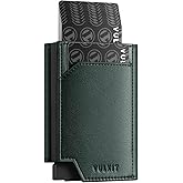 VULKIT Metal Pop up Wallet for Men, Smart RFID Blocking Credit Card Holder Magnetic Closure Men's Leather Trifold Wallets(Green)
