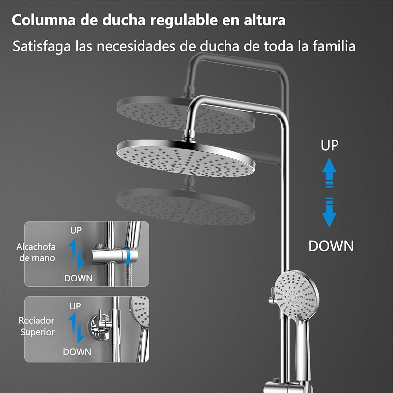 Columna de Ducha, YOOZENA Columna Ducha con grifo, Ducha lluvia 23 CM