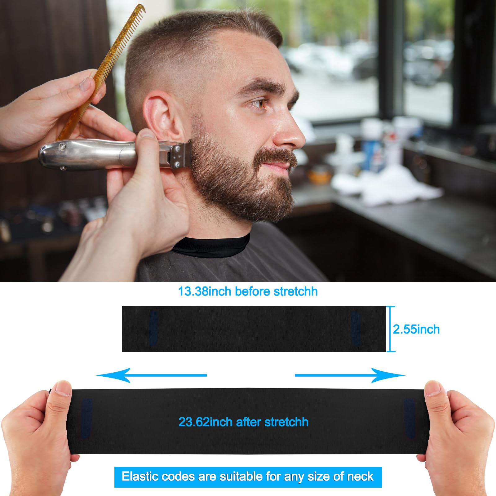 NICEMOVIC 5 Rolls Disposable Barber Paper Neck Strips Barber Accessories, Professional Barber Supplies Stretchy Paper Neck Strips for Salon Haircut Styling-Black