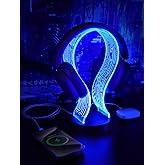 CoolGift Mart Light Up Headphone Stand with 16 Color Lights, PCB Pattern Acrylic Headset Stand with 1 USB and 1 Type-C Charging Ports, Gifts for Gamers Men and Music Lovers