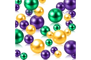 LUERBI Mardi Gras Vase Filler | 150PCS Pearls Bead for Centerpieces Vases | 8/14/20 mm No Hole Beads, Fake Pearls for Wedding Birthday Mardi Gras Theme Party Table Centerpieces Decor