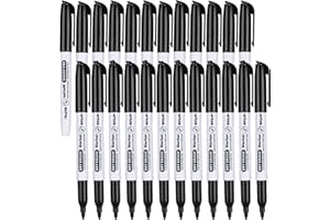 SFAIH Fine Tip Dry Erase Markers - 24 Pack Black Whiteboard Erasable Markers Bulk for Kids Adults, Ideal for Classroom School Office Home Use on White Board, Non-Toxic Easy Clean