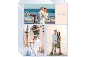 ZOFLY 30 Pack 4x6" Photo Album Refill Pages for 3 Ring Binder,Ultra-Clear Photo Sleeves Holding 180 Pictures, Double-Sided 3 Pockets Photo Pages with Memo Slot,Photo Sheet Protector for Photos and Postcards