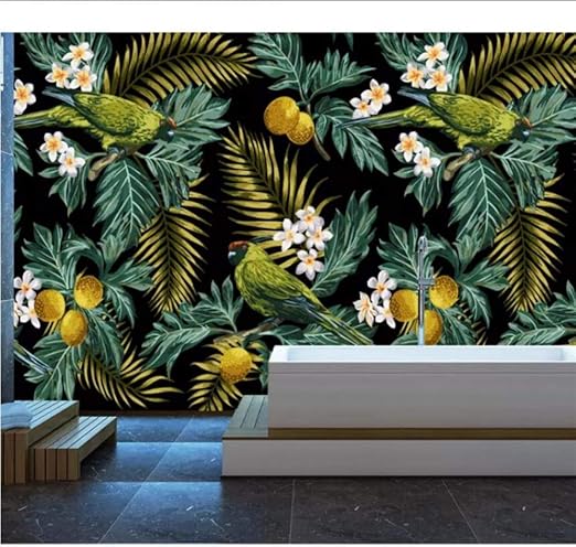 Amazon Co Jp Wuyyii 紙の3d写真壁画手のジャングルの熱帯オウムココナッツテレビの部屋の壁紙の背景 280x0cm Diy 工具 ガーデン