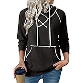 SHEWIN Womens Hoodies Drawstring Hooded Sweatshirt Pullover Long Sleeve Tops Womens Fall Fashion 2025