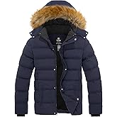Wantdo Men's Winter Puffer Coat Casual Fur Hooded Warm Outwear Jacket