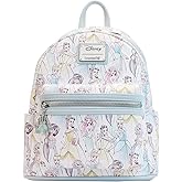 Loungefly Disney Princesses Sketch Pastel Colors All Over Print Womens Double Strap Shoulder Bag Purse