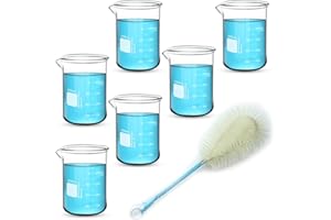 Aeseusia 6PCS 500ml Glass Beakers Heavy Duty Beakers, White Double Scale Graduation, Borosilicate 3.3 Glass Lab Beaker, Low Form Griffin Measuring Beaker (6, 500ML)