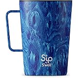 S'well S'ip Stainless Steel Takeaway Tumbler - 15 Oz - Azure Forest - Double-Walled Vacuum-Insulated Keeps Drinks Cold for 10