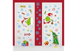 OUDE HOWER 8 Sheet chrisrmas Door Stickers Christmas Wall Stickers Removable Door Decals for Xmas Window Wall Refrigerator Decorations