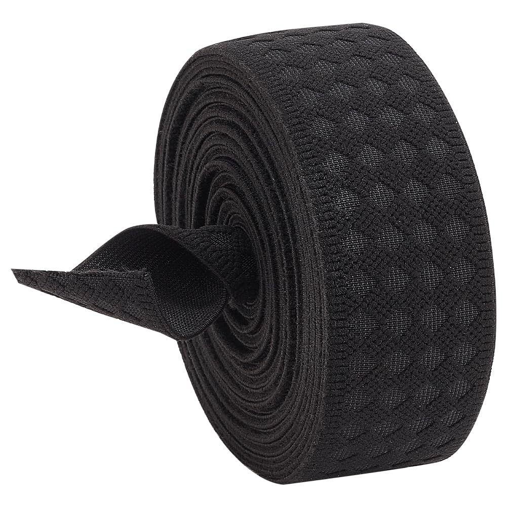 BENECREAT 6.25 Yard Nylon Flat Elastic Rubber Band, 40mm Black Rhombus Print Stretchy Webbing Band for DIY Sewing Project Garment Sewing Accessories