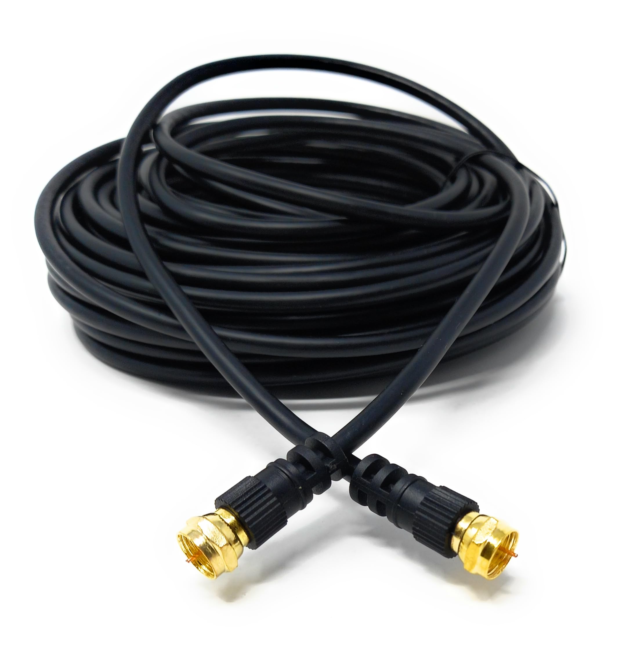 DRUT 20m F-Type Male to Male Coax Coaxial Cable, Extension 75ohm Cord Wire Compatible with Satellite Dish, TV Antenna, Freeview TV, DVD, VCR, SKY HD, Virgin, BT Black 65ft