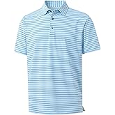 M MAELREG Boys' Polo Shirt Striped Short Sleeve Moisture Wicking Performance Stretch Active Casual Collared Kids Golf Shirt