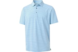 M MAELREG Boys' Polo Shirt Striped Short Sleeve Moisture Wicking Performance Stretch Active Casual Collared Kids Golf Shirt