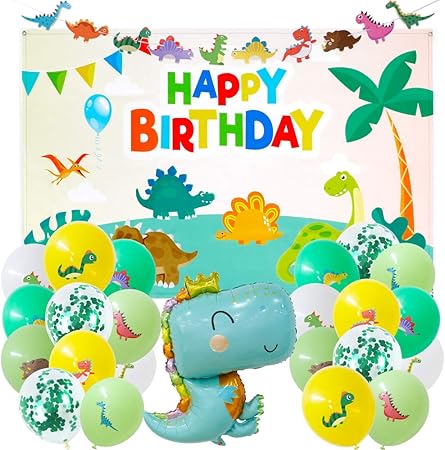Amazon 恐竜 誕生日 バルーン 飾り 風船 3d ドラゴン バースデー パーティー 飾り付け 装飾 バナー ガーランド 背景布 豪華 デコレーション 子供 面白い おもちゃ おもちゃ