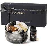 Crystal Stone Aroma Diffuser with Essential Oils for Home, Bathroom, Office, Home Decor &amp; Fragrance 2 in 1, Chic Aromatherapy Gift Set (Freesia Scent)