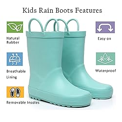 LANCDON Toddler Rain Boots for Boys and Girls