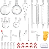 VEVOR Lab Distillation Kit, 3.3 Boro Lab Glassware Distillation Kit with 24, 40 Joint, 1000ml Essential Oil Distillation Apparatus Kit, 32 pcs Set of Glassware Equipment