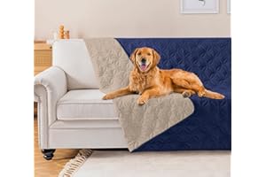 BESTSWEETIE Dog Bed Cover, 100% Waterproof Blanket, Anti-Slip Couch Cover for Dogs Washable, Sofa Covers Washable for Cat Pets (52x82 Inch, Navy/Beige)