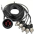 ZHSYMX Car Five Red Display Air Suspension Pressur Gauge 2inch 52mm Air Ride Air Pressure Gauge 220PSI with 5PCS 1/8NPT Sensors