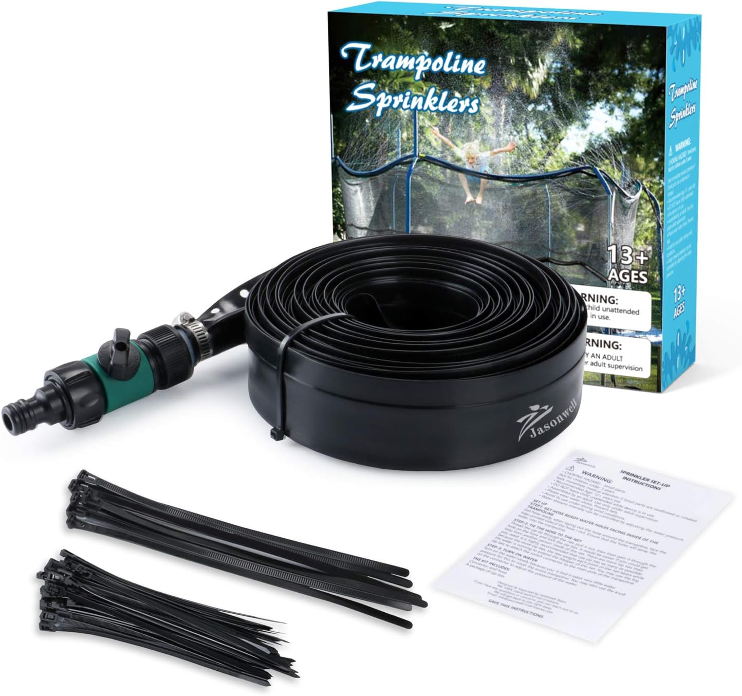 Jasonwell Trampoline Sprinkler for Kids Outdoor Trampoline Sprinkler Waterpark Fun Summer Outdoor Water Games Yard Toys Sprinklers Backyard Water Park for Boys Girls 39 ft: Toys & Games