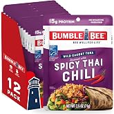 Bumble Bee Spicy Thai Chili Seasoned Tuna Pouch, 2.5 oz (Pack of 12) | Wild Caught Tuna, Ready to Eat, 15g Protein per Packet, Gluten Free, GLP-1 Friendly - PERFECT, PORTABLE, GOODNESS