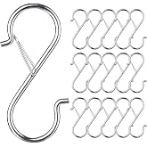 17 Pcs S Hooks for Hanging Heavy Duty, Metal S Hooks with Safety Buckle | 3.5 Inch Stainless Steel S Shaped Locking Hooks for Colleague Dorm Closet Kitchen Pan Pots Towels Bags Purse Plants, Silver
