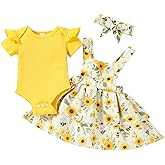 HPSOM Baby Girl Summer Clothes Outfits Short Sleeve Cute Romper Overall Skirt Dress Headband 3PCS Newborn Outfit