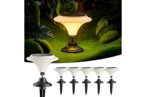 OPOIRA Solar Table Lights Outdoor, 6 Pack Classic Martini-Shaped Lanterns with Base & Ground Stakes, Waterproof LED Solar Powered Decorative Lights for Patio Table Garden Path (Warm White)
