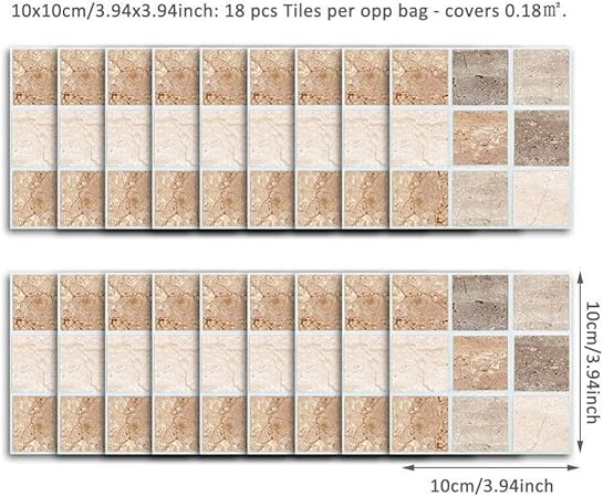 GCXAA Selbstklebende wasserdichte Schwarze Marmor Mosaik Wandkunst