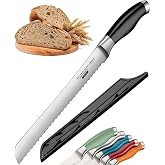 Orblue Bread Knife, 10-Inch Serrated Stainless Steel &ndash; Ultra Sharp for Crusty Artisan Bread, Bagels, Cakes &amp; Pastries &ndash; Non-Slip Handle Slicer, Black