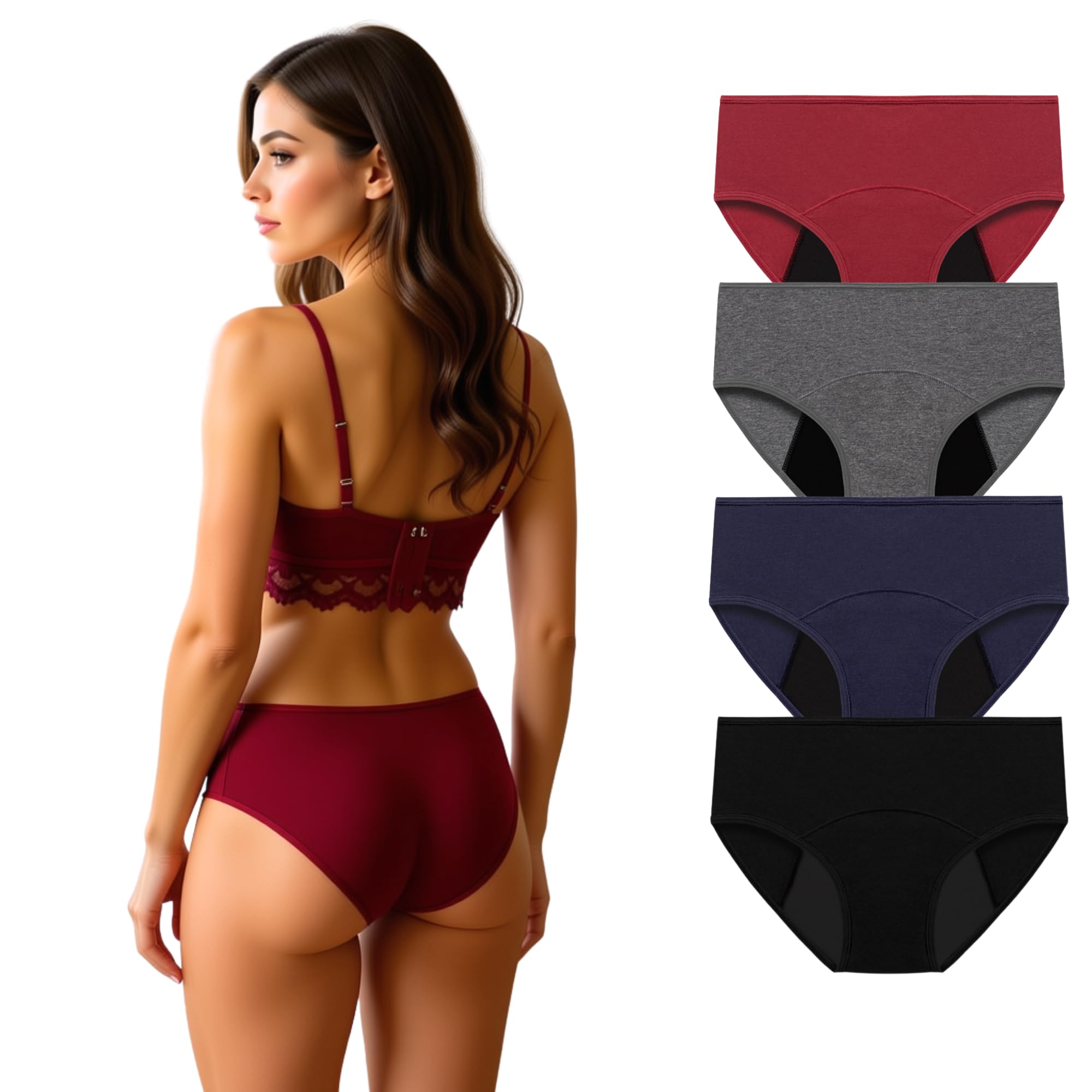 Period Pants for WOMEN period KNICKERS Womens pants WOMENS underwear Knickers for women multipack Ladies knickers Teenager gifts girls panties for Women cotton Knickers for women 4Pcs (Size XS)