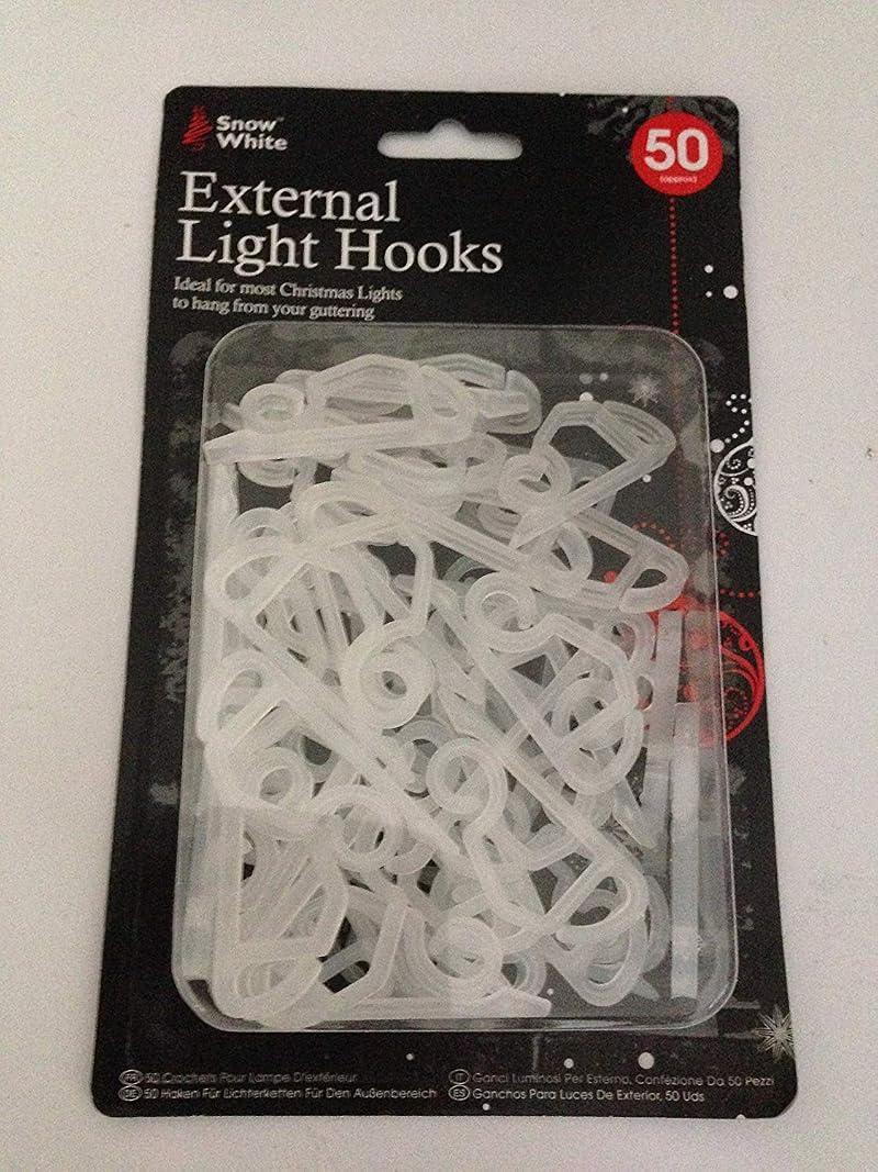 Snow White 50 x Gutter Hanging Hooks Clips for Outdoor Xmas Lights