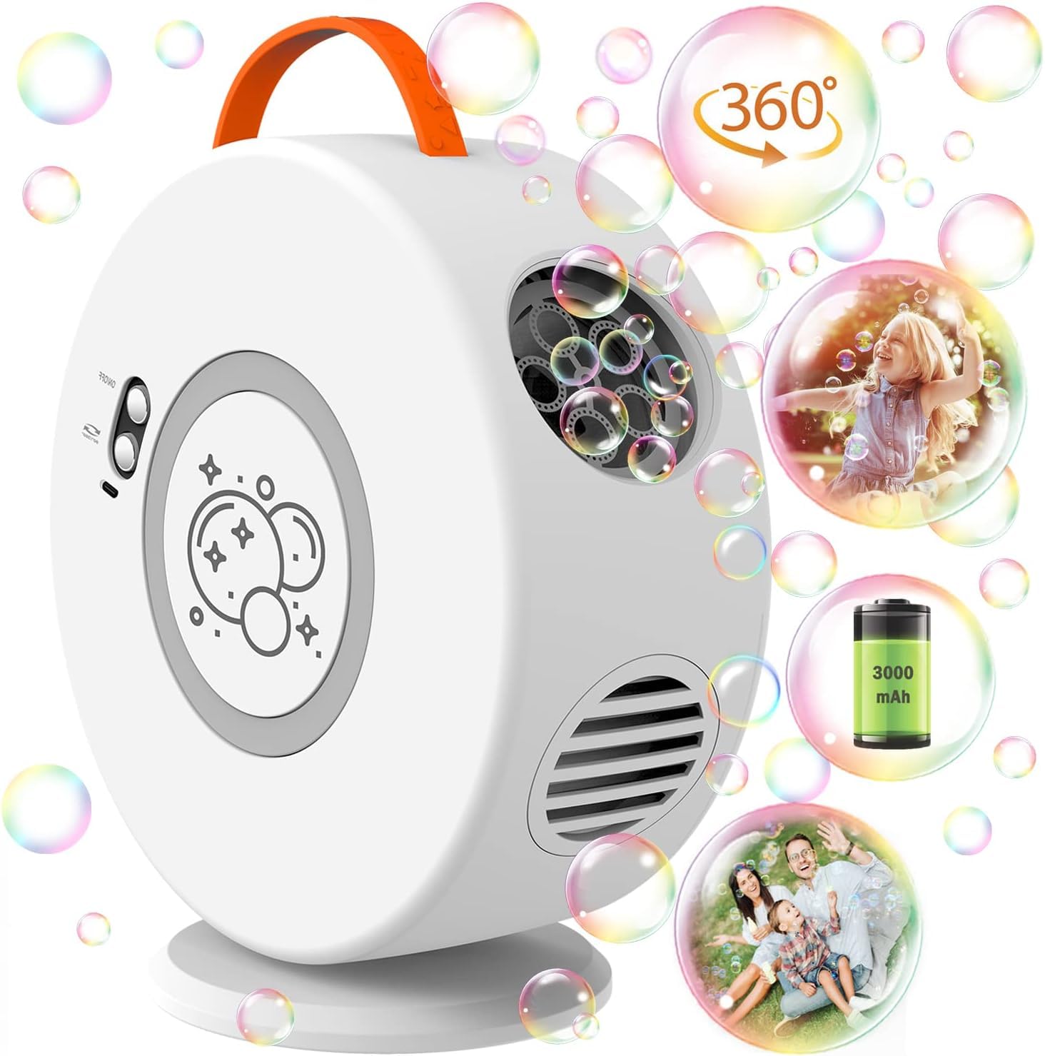 Bubble Machine for Kids Automatic Bubble Blower for Toddlers Rechargeable Battery Operated Portable Bubble Maker for Little Boys Girls Fun Electric Bubble Toy Rotated 90°/360° Party — image 1