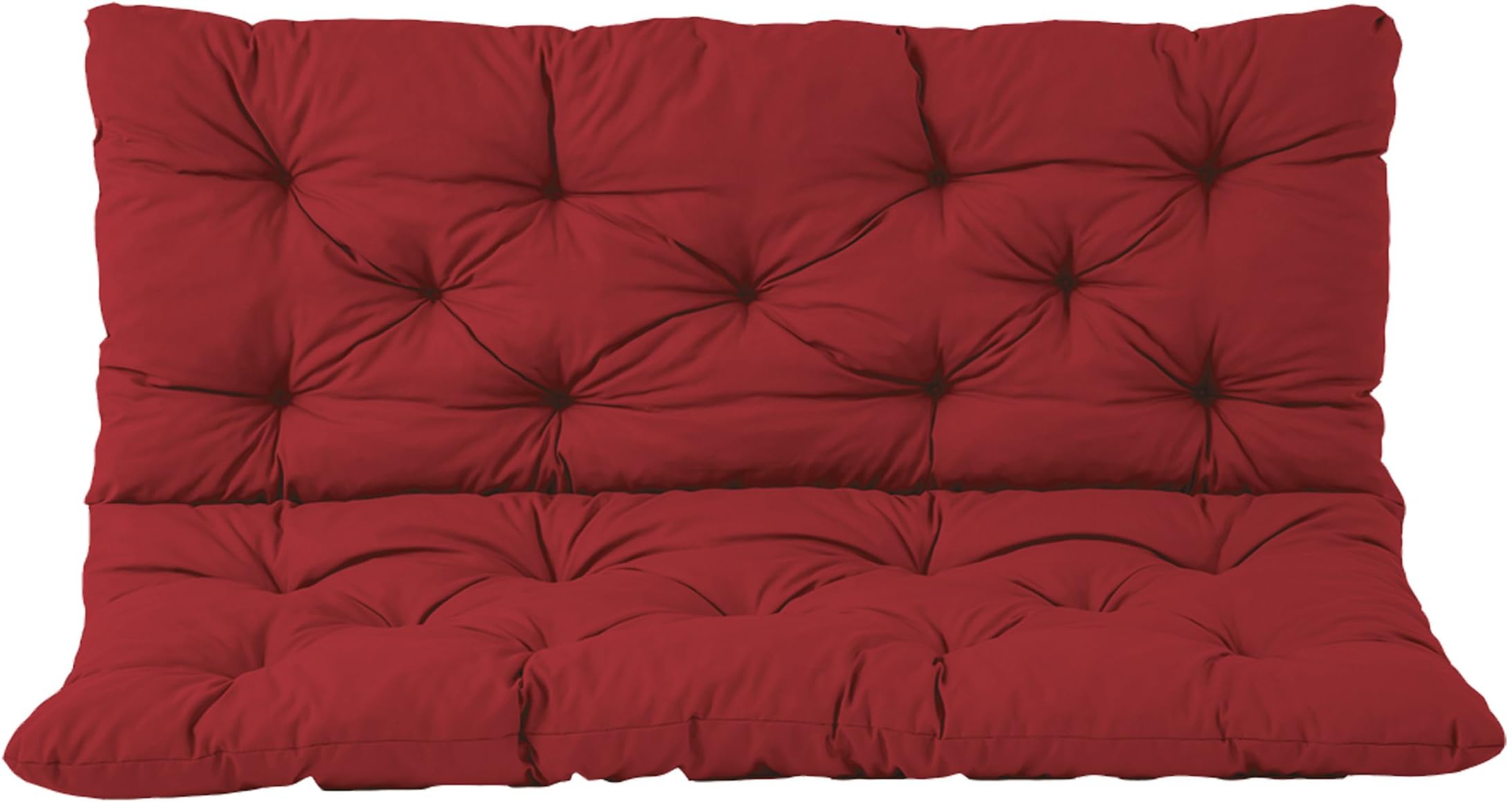 Ambientehome 150 x 98 x 8 cm HANKO 3 Seater Garden Bench Cotton Padded Low Back Cushion - Red